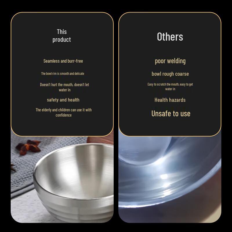 KORDCO 304 Stainless Steel Double-Layer Rice Bowls