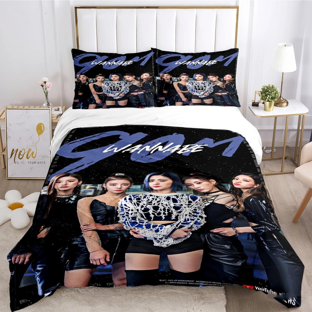 Grupa Śpiewająca Itzy-Koreańska Poszwa na Kołdrę Kołdra Zestaw Pościeli na Cały Sezon Miękka Poszwa na Kołdrę i Poszewki na Poduszki Pojedynczy/Podwójny/Queen/King