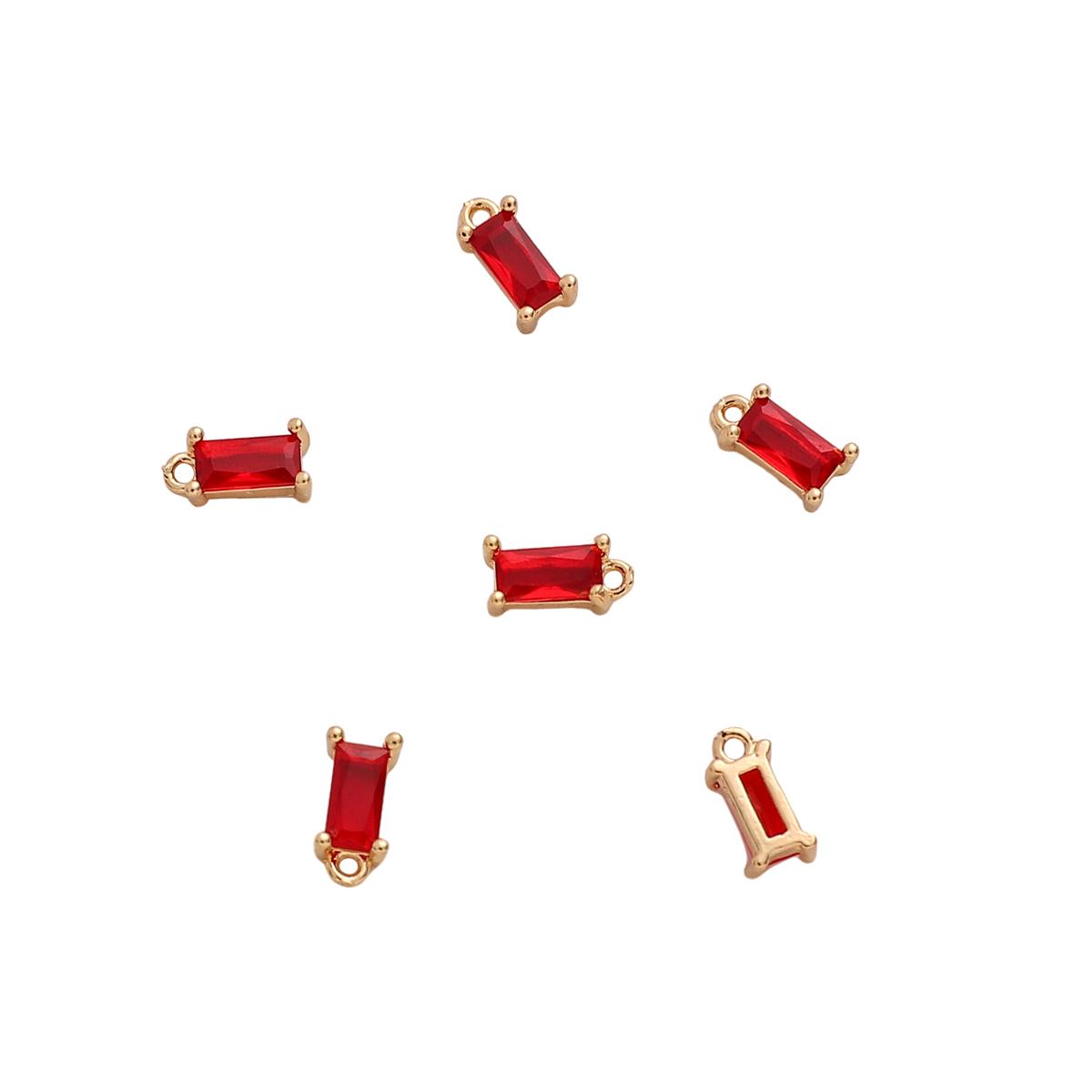 

2 шт медный прямоугольный цветной циркониевый подвесной кулон для самостоятельного изготовления ювелирных изделий, аксессуары для рукоделия 4x8mm красный
