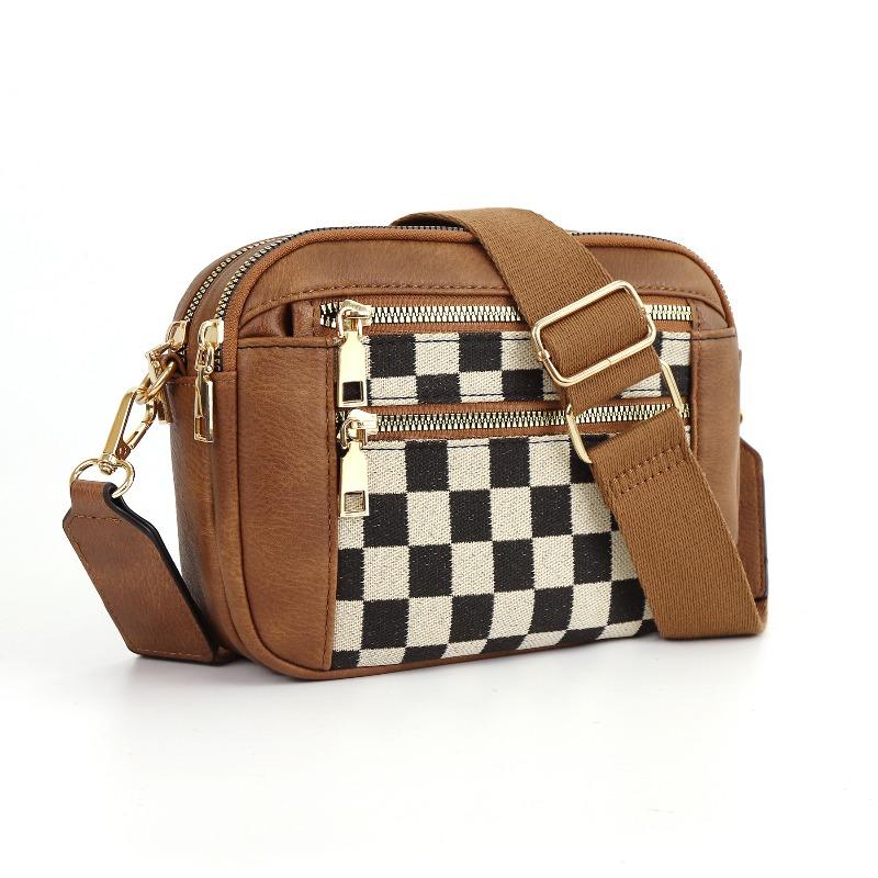Hot-selling color matching checkerboard plaid messenger bag square bag shoulder bag wallet adjustment shoulder strap