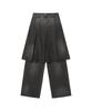 Nice Ghost Club Denim Pleats Layered Skirt Pants_Black(Ng2Esud190A)