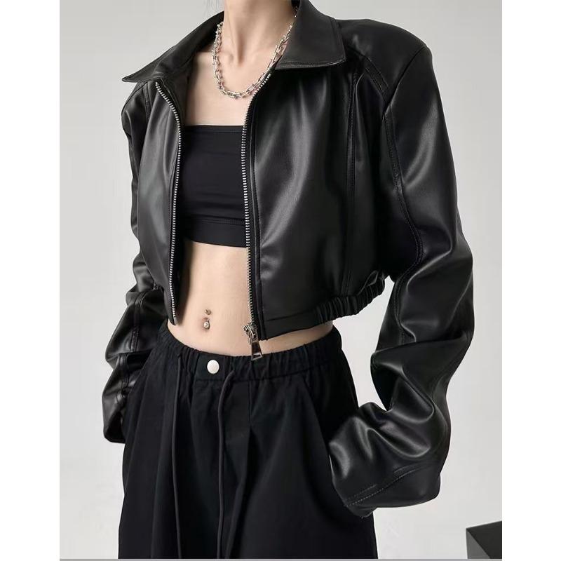 

Spice Girl Сексуальная кожаная куртка с капюшоном и длинными рукавами Модная весенне-осенняя короткая куртка с высокой талией Куртка Топ XL