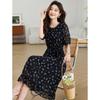 26 Year New Summer High-end Feeling Slimming Floral Skirt Vacation Style Mid Length Skirt Cake Skirt Short Sleeved Skirt Dress Dress Dress Skirt