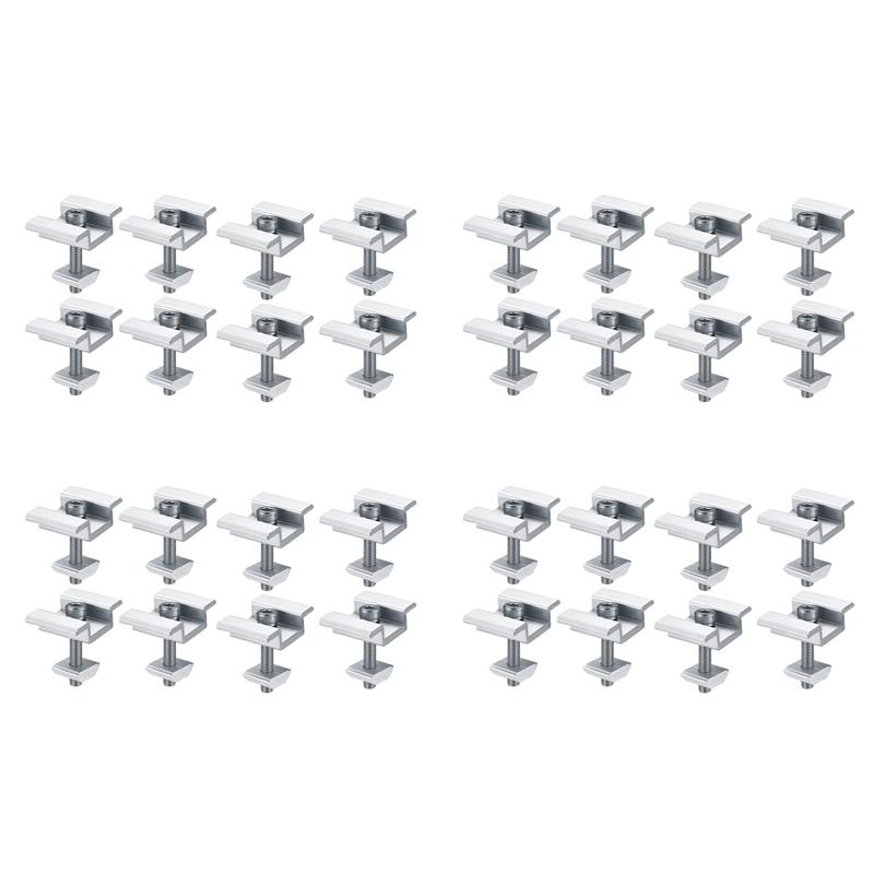 A03F-32Pack Solar Panel Mounting Brackets, Solar Panel End Clamps, Centre Clamps, For PV Solar Panel Solar Module 30Mm
