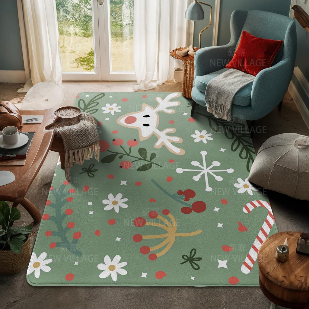 House Entrance Carpet Home Door Mat Living Room Bath Foot Bathroom Non-slip Water Absorption Rugs Bath Merry Christmas Winter