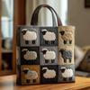Borsa a Mano Stampata con Motivo di Agnello - Borsa a Spalla