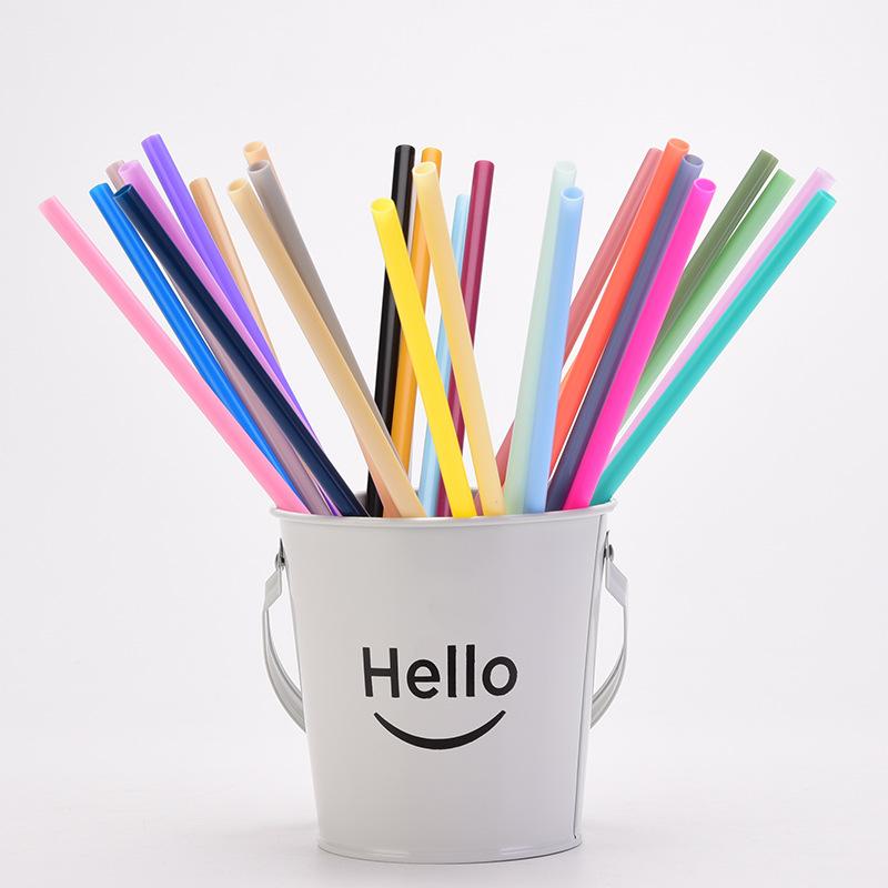 7Mm Aperture Straw 37 Color Solid Color Plastic Cup Accessories Pp Straw Non-Disposable Straw With Ring