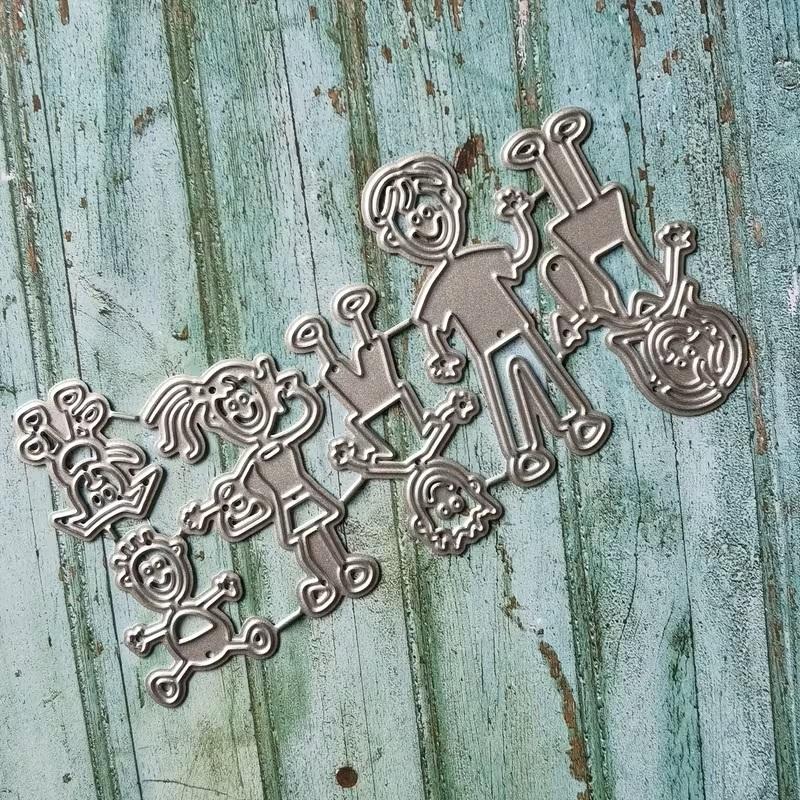 Family with Dog Metal Cutting Dies for Scrapbooking Photo Album Decoration DIY Cards Making Craft Dies Cut