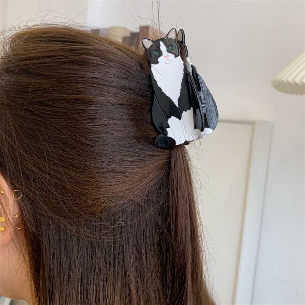 Korean Style Acetate Cat Hair Claw Cartoon Animal Shark Clip Personalized Kitten Claw Clip  Girls