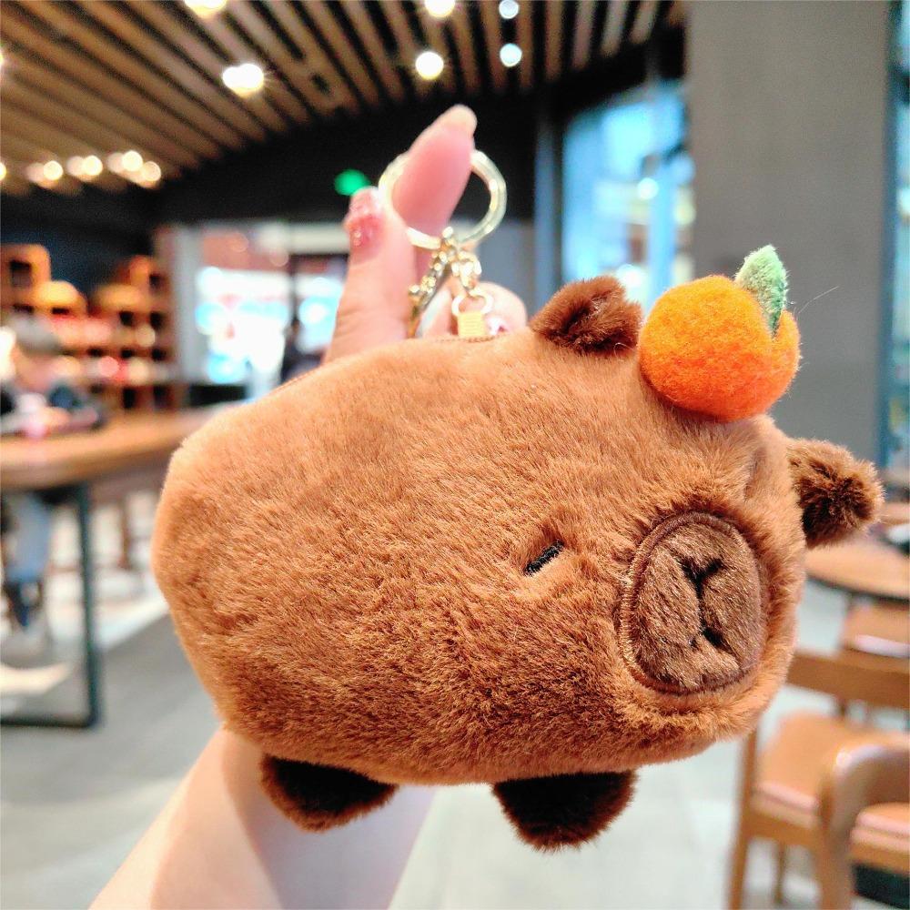 

Plush Stuffed Capybara Plush Keychain Capybara Guinea Pig Pendant Kids Couple Orange-Wallet