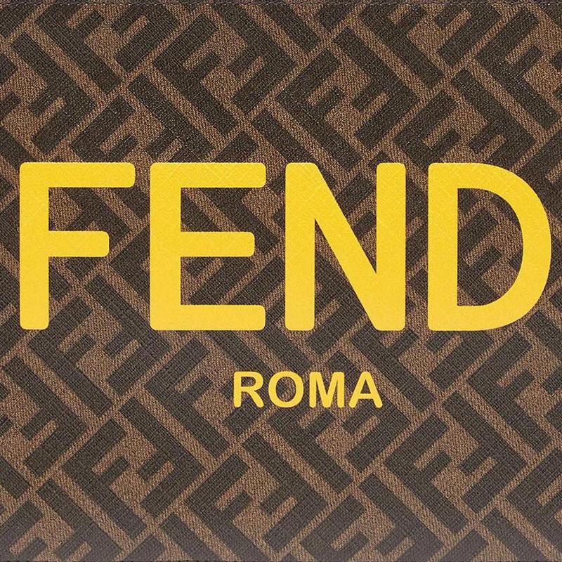 Fendi Monogram Logo Flat Leather Clutch Large Men clutch Brown 7N0126-AJJ8-F1HRH