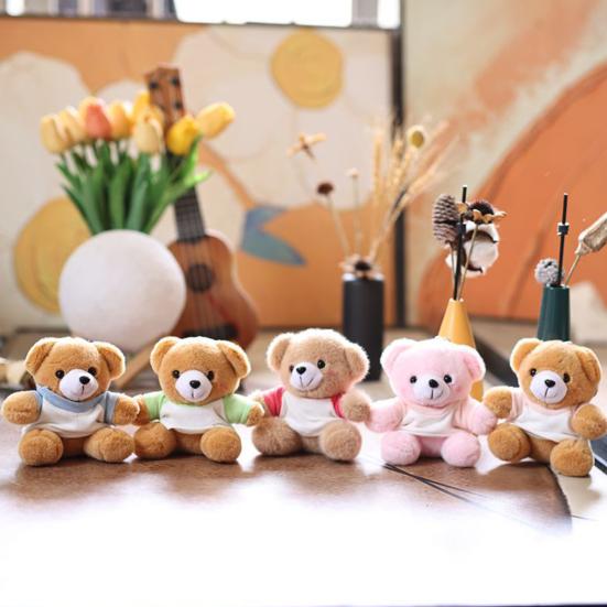 Doll Keychain Plush Pendant Bear T-Shirt Design Lightweight Key Holder Easy to Carry Keychain Backpack Accessories