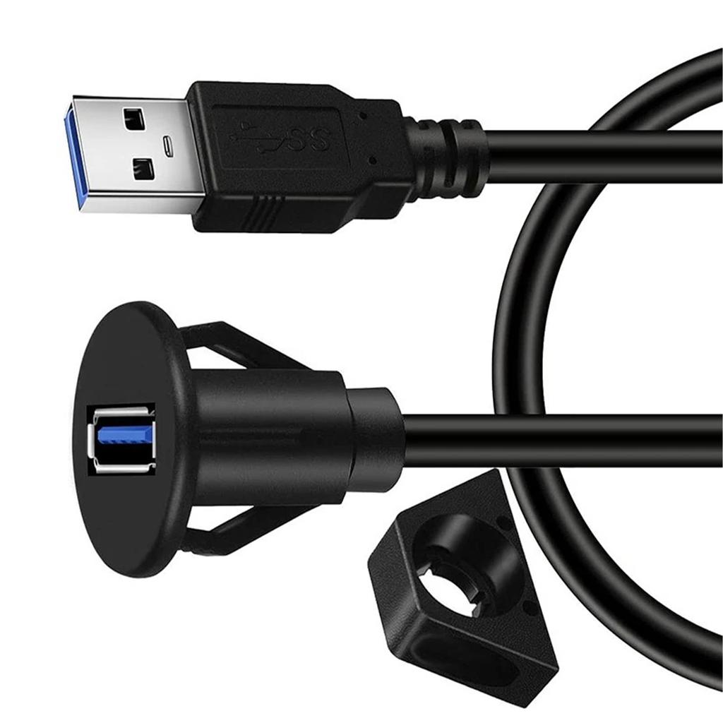 5Gbps Fast Speed USB 3.0 Extension Cable Male To Female Connectors with Flush Mount for Car, Truck, Motorcycle 3.28ft