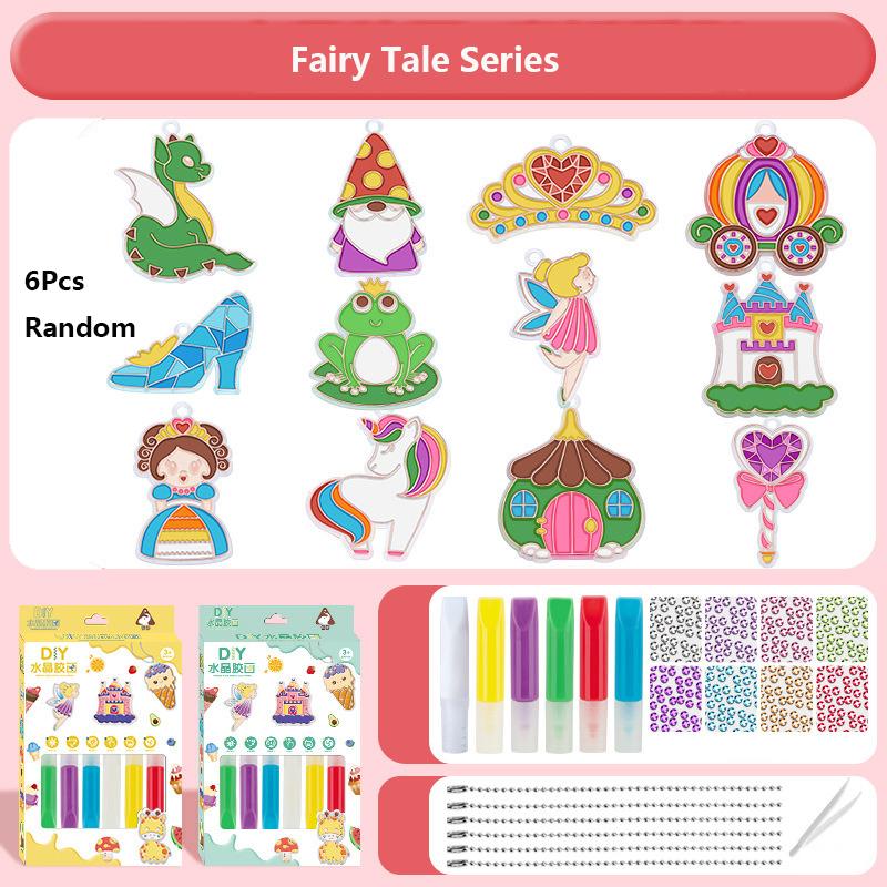 Kids  Childrens DIY Crystal Paint Arts And Crafts Playset DIY Window Paint Art Pendant For Suncatcher Kits Fun Party Activity Art Project