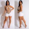 Fashion Women's Mesh Drilling Bubble Beads Sleeveless Shorts Jumpsuit