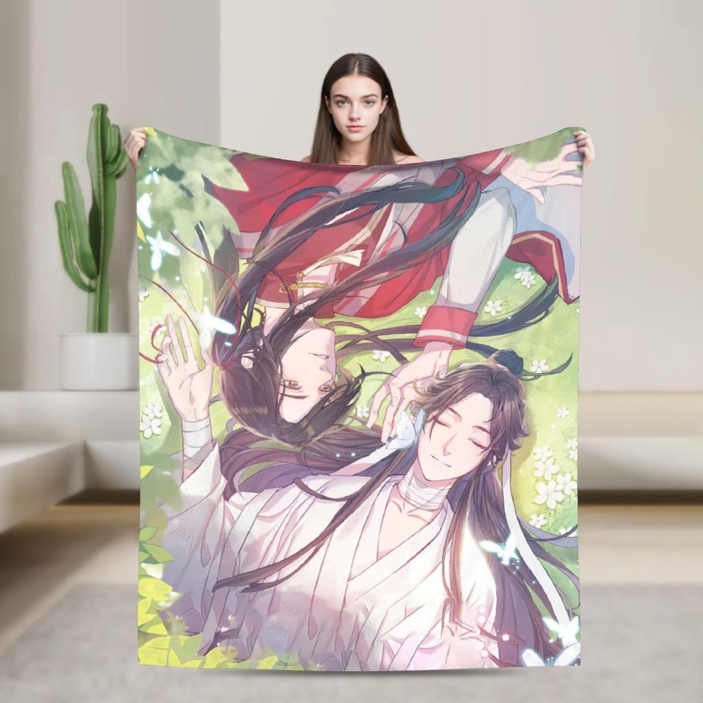 Tian Guan Ci Fu Blankets Anime Yaoi Lgbt Boy Love Plush Vintage Warm Throw Blanket for Bedding Lounge Autumn/Winter