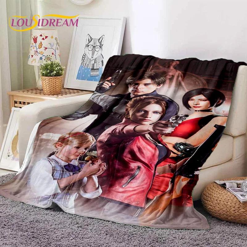 

3D Lastest Horro Games R-Resident Evil Soft Flannel Blankets,Throw Blanket Comfortable for Picnic Beds Sofa Home Bedroom Kids 75x90cm