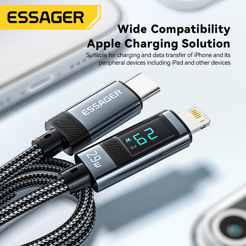 Essager USB Type C Cable for IPhone14 13 12 Pro Max PD 29W Fast Charging Wire Cord for IPad Charger Cable Digital Display Cable