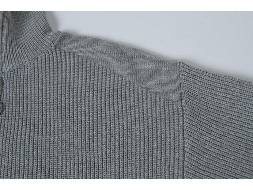 Pánský jednobarevný pletený kardigan na zip s dlouhým rukávem - Podzim/Zima