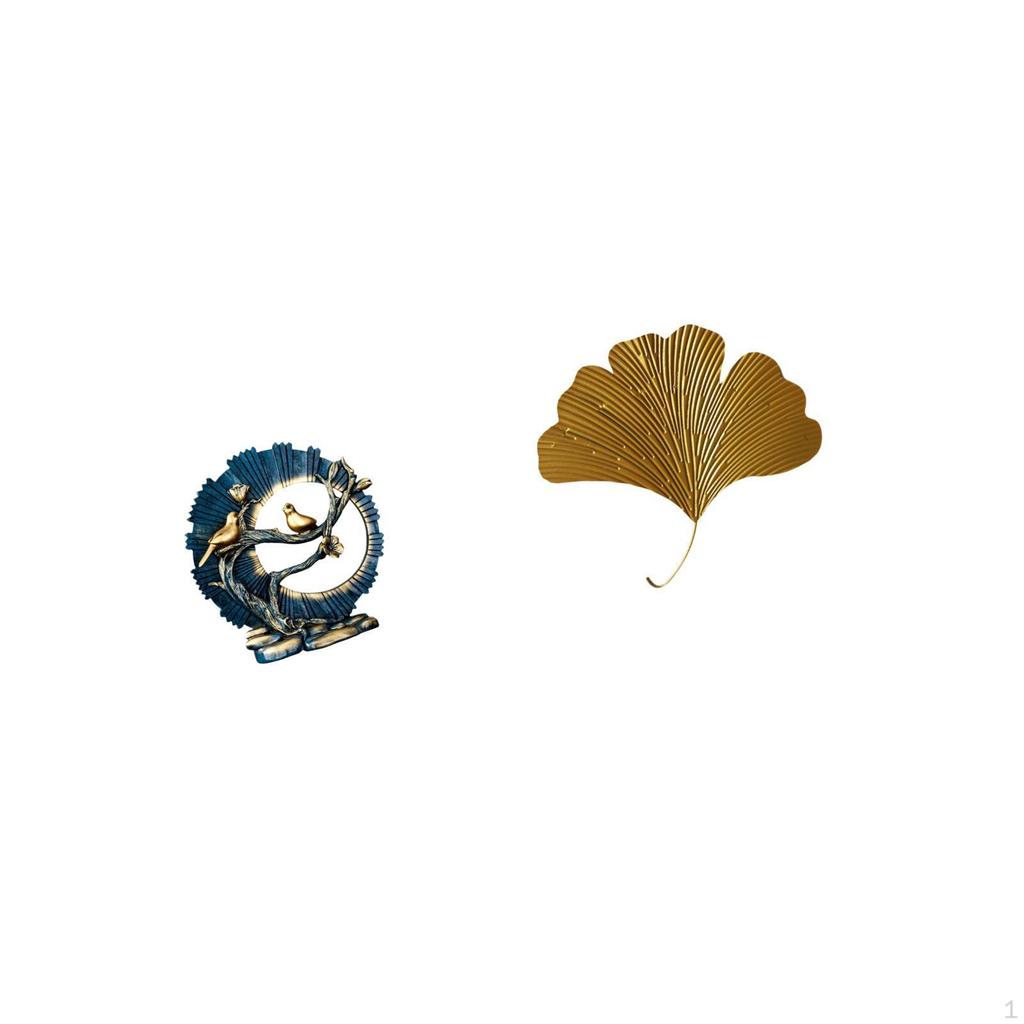 Resin Figurine And Wrought Iron Ginkgo Leaves Abstract Sculpture for Living Room Office Hotel Dining