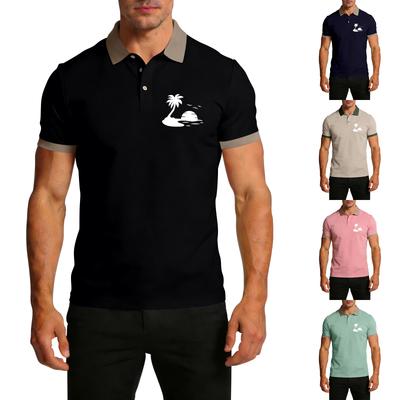 Short Sleeve Polo Shirt with Collar and Cuffs Print Classic Fit Soft Fabric for Men and Women