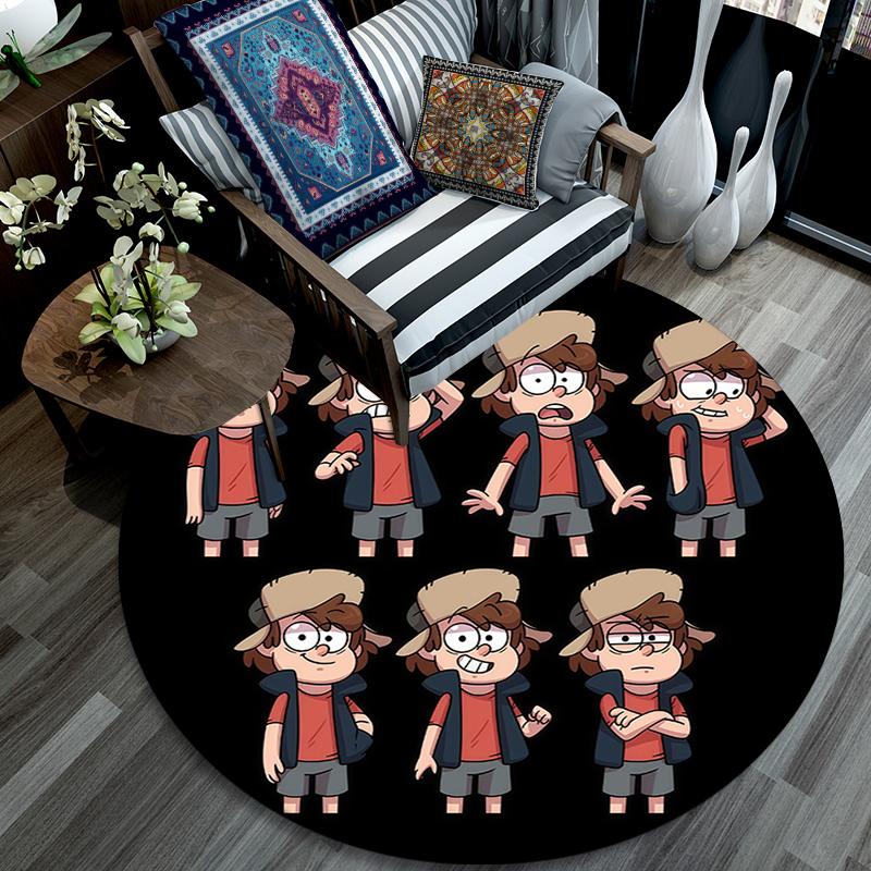 Dipper Pines pattern round rug,Carpet Rug for Living Room Bedroom Playroom ,Non-slip Floor Mat,Holiday Gifts and Birthday Gifts.