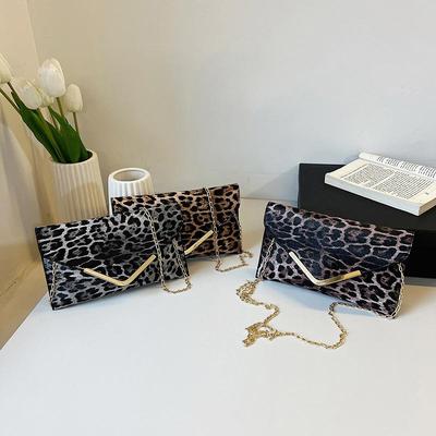 Fashion Women Leopard Print Clutch Soft PU Leather Purses Female Large Capacity Envelope Bags Ladies Evening Party Bag