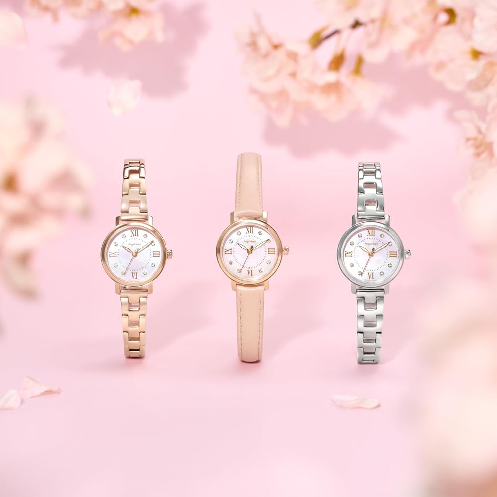 AngelHeart Sakura Time Solar Watch Water Resistant Sapphire Glass White Pearl Dial SKR24P-PK-J Women's