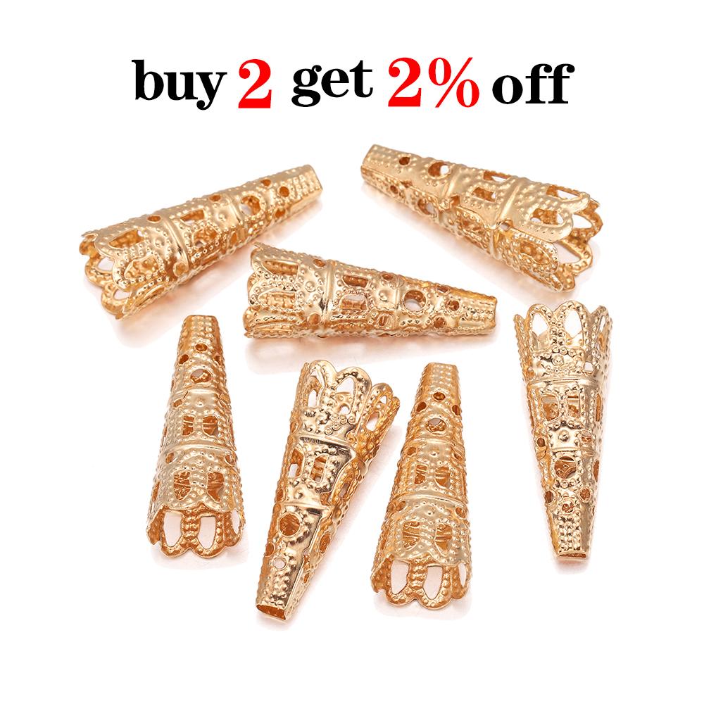 50pcs/lot Rhodium Alloy Bugle Cone Bead Caps Crystal Pendulum Pendant End Cap For DIY Jewelry Making Supplies Findings