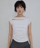 Peulleeoeob Asymmetrical Draped Roll-Up T-Shirt (Fl-165_White)