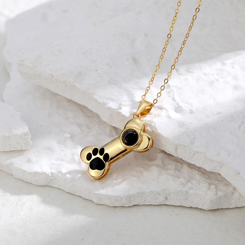 Silver "I Love You" Projection Dog Paw Necklace - Cute Pet Print Sterling Pendant, Christmas Gift
