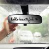 Sada 4ks nálepek na zpětná zrcátka Hello Beautiful Letters Self Afirmace Reflexní růžové vinylové samolepky na auto pro ženy