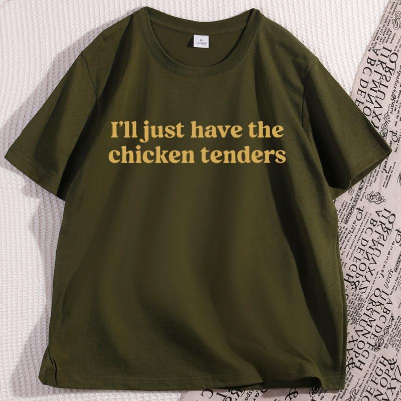 Ich nehme nur die Hähnchen-Nuggets T-Shirt Lustig Baumwolle Kurzarm Rundhals T-Shirt Humor Locker Streetwear Herrenbekleidung