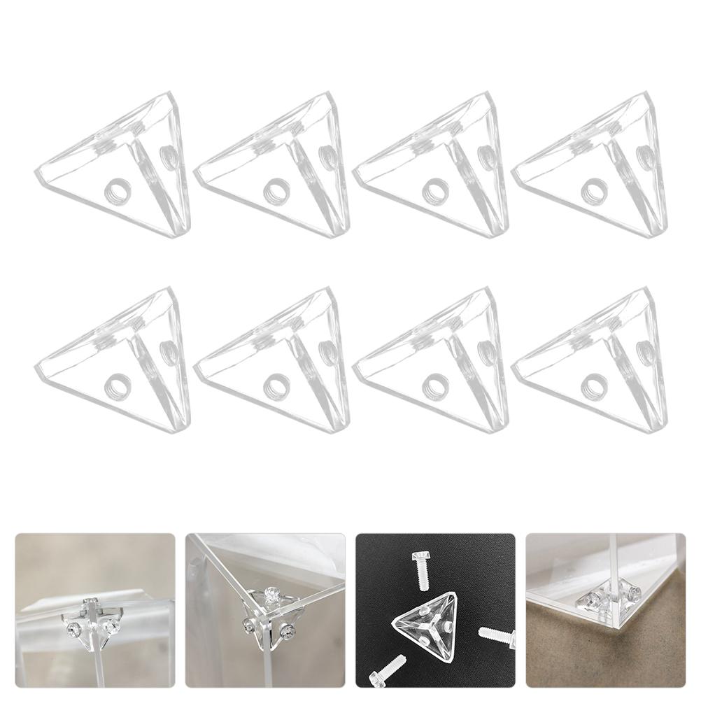 8pcs Acrylic Display Case Connectors Triangle Connectors Acrylic Display Case Corner Connector Brackets For Repairing Furniture