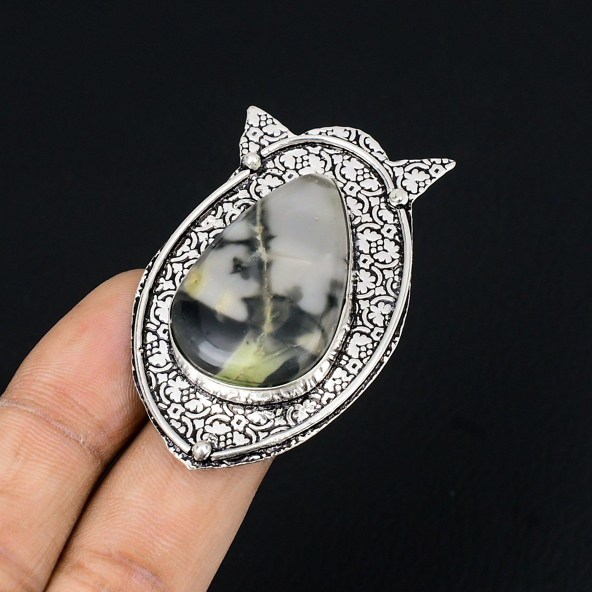 Birthday Gift For Her Natural Fume Agate Stackable Ring Size 6.5 925 Silver 6.5