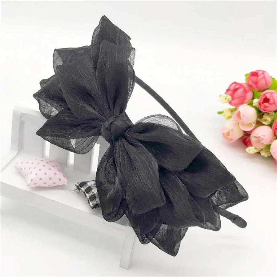 Senior schwarze Spitze Mesh Einfarbig Große Schleife Haarspangen Clip für Haarband Frauen Mädchen Kind Korea Kopfschmuck neu Accessoires