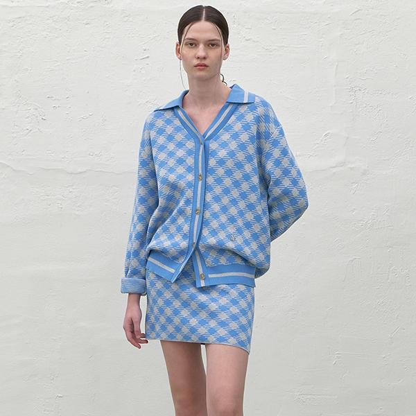 Atelier Nine Check Jacquard Set-Up Knit Skirt(Sk-4941)