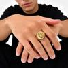 Vnox Men's Stainless Steel Virgin Mary Cross Ring with Easter Card, Gold Color Zircon Thumb Ring, Chunky Religious Jewelry Gifts