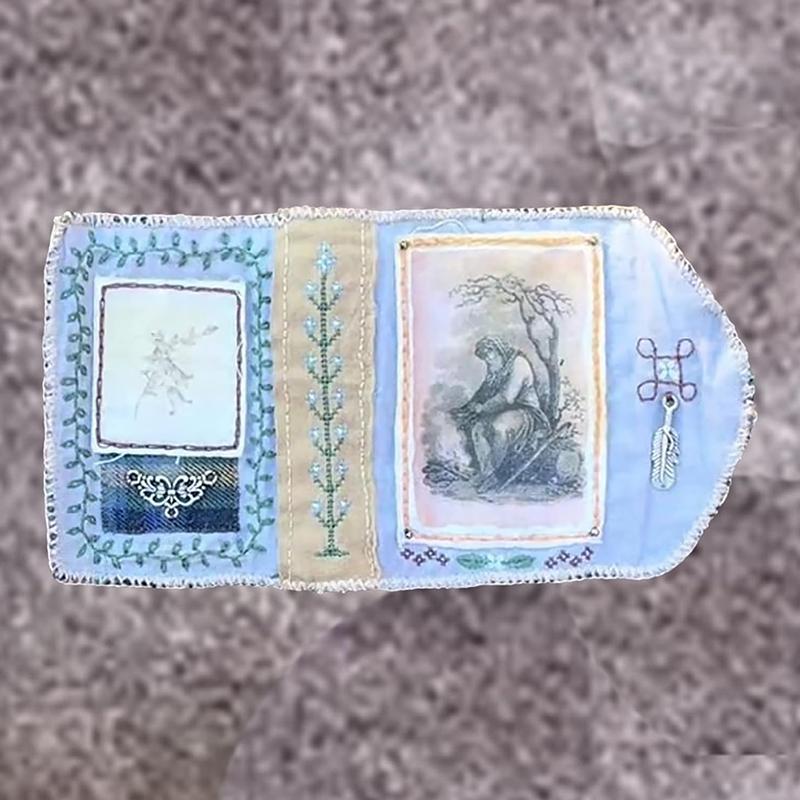 Santuario de Bolsillo con Cruz de Plata Incluida en el Interior, Colcha de Oración Hecha a Mano, Mini Colchas de Escrituras, Regalos Espirituales Cristianos