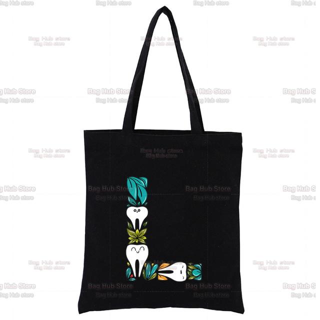 TOOTH 26 Letter Alphabet Printing Canvas Bag Shopper Bag Harajuku Style Women Bags Shoulder Bag Handbag