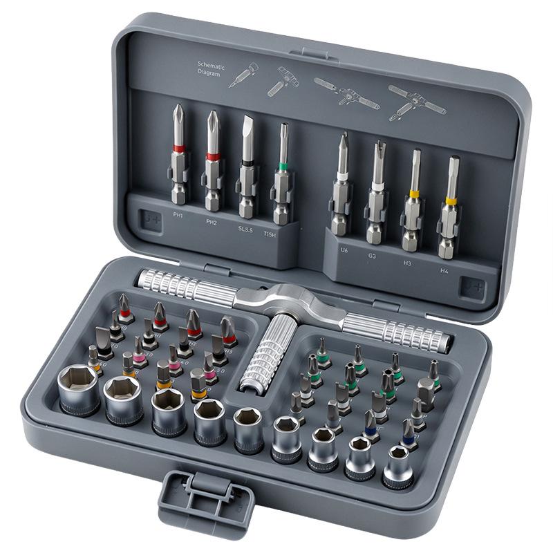 54-in-1 Ratchet Wrench Set for Household, Motorcycle, and Car Repair.