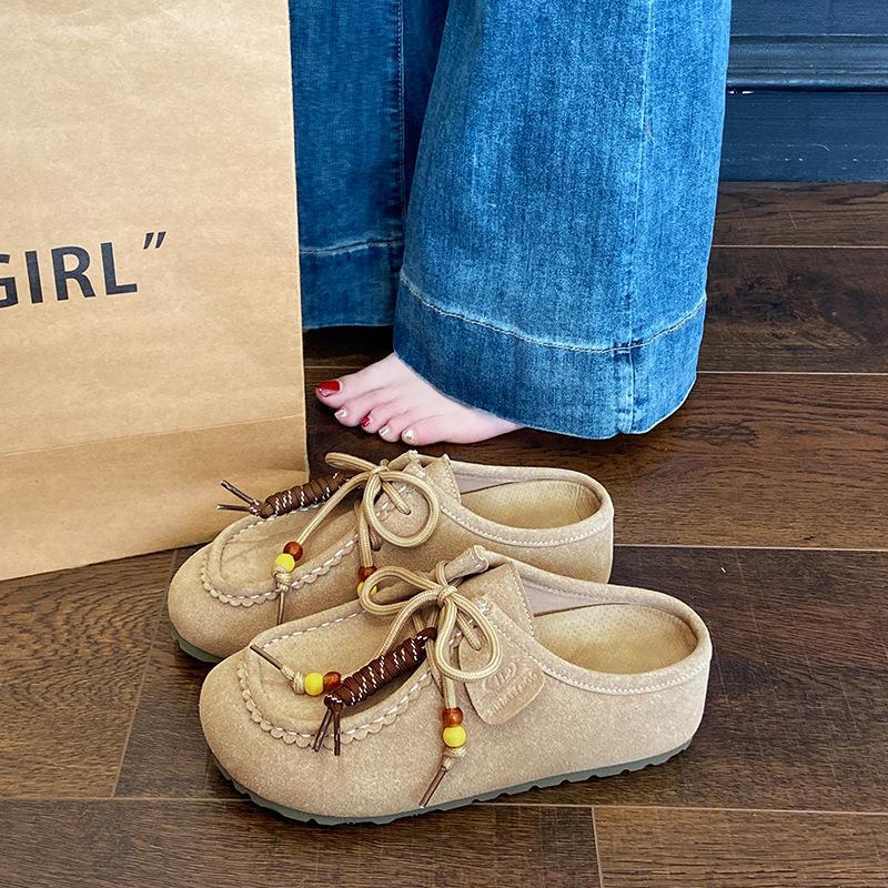 Inner height increase Birkenstock cool slippers women's summer outer wear 2025 new thick-soled one-pedal lazy bag head half slippers