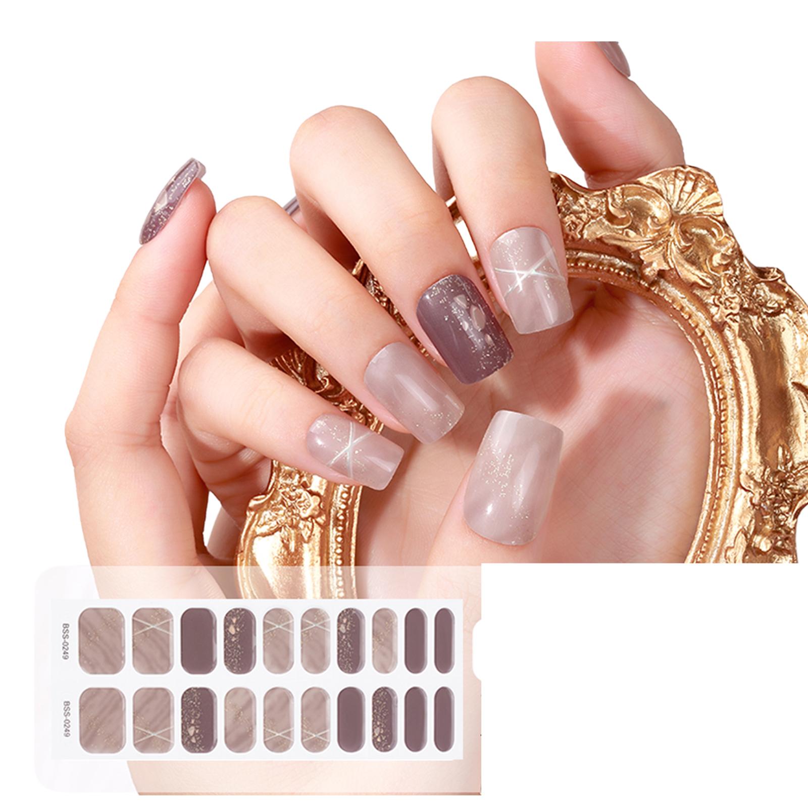 

Наклейки для гелевых ногтей, полная обертка для УФ/светодиодной лампы, легкое нанесение и удаление, в комплект входит пилочка для ногтей 6