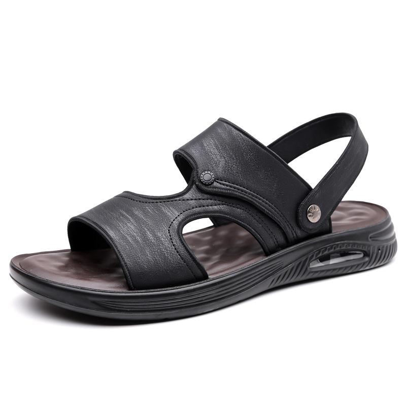 Fashion Solid Color Anti-slip Soft-soled Driving Beach Shoes for Men Summer New Designer Leather Sandals Male Fashion Casual Slipper Man