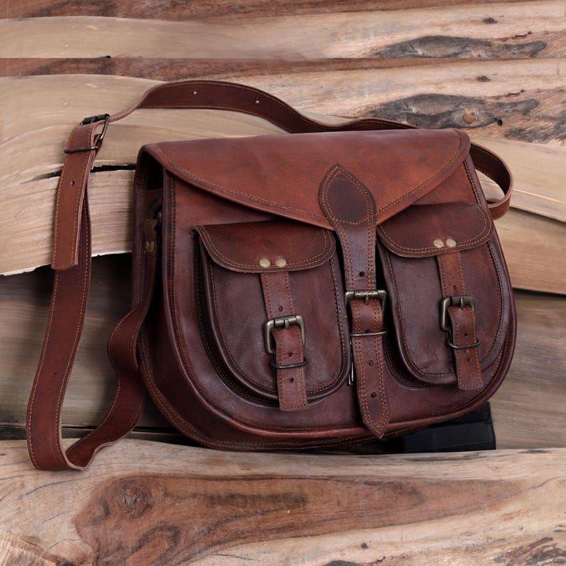 Leather Sling Bag Men Women Crossbody Bag Leather Shoulder Saddle Bag Gift for Women Handmade Travel Handbag Vintage Christmas Gift