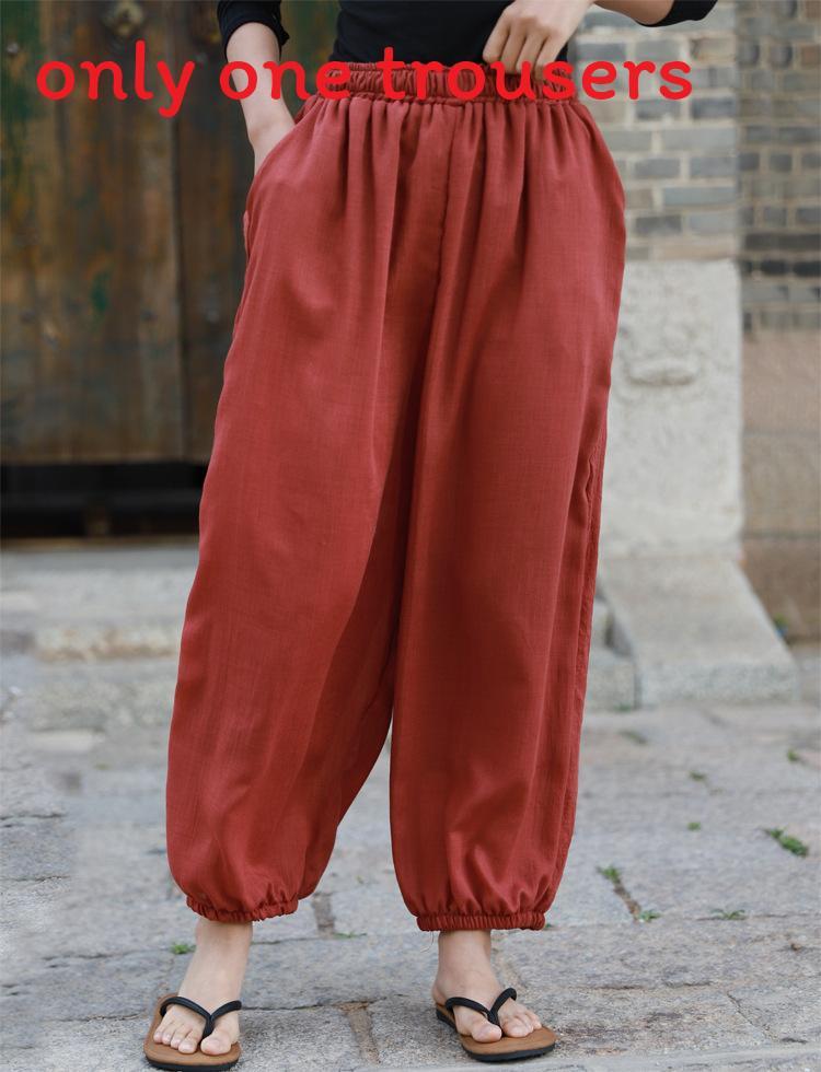 Cotton Linen Loose Fit Pants For Women Summer Boho Style Casual Trousers