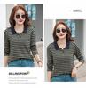 Women's Striped Long-Sleeve Polo Top in Pure Cotton
