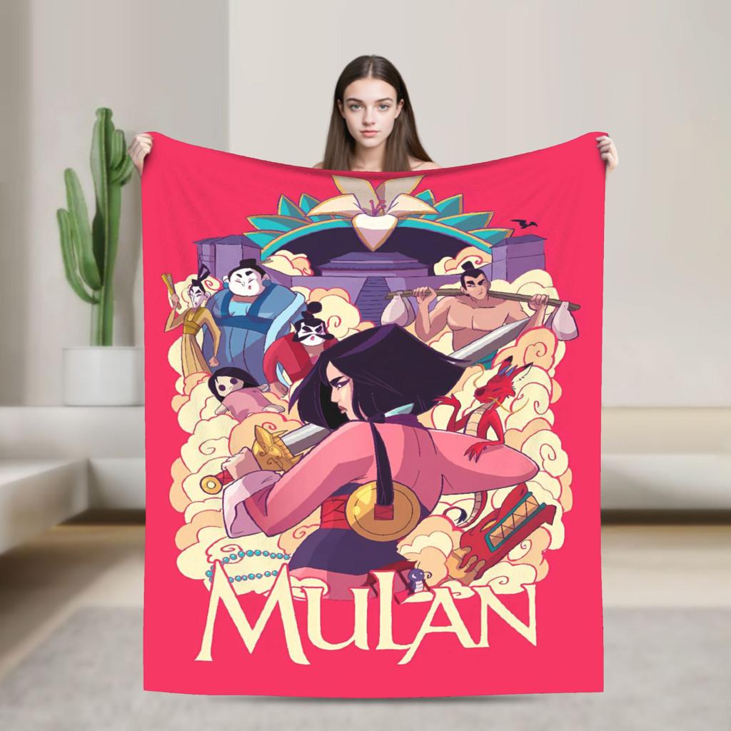 Mulan Mushu Flannel Blanket Winter Super Warm Bedding Throws for Kids Home Decor Graphic Bedspread Sofa Bed Cover