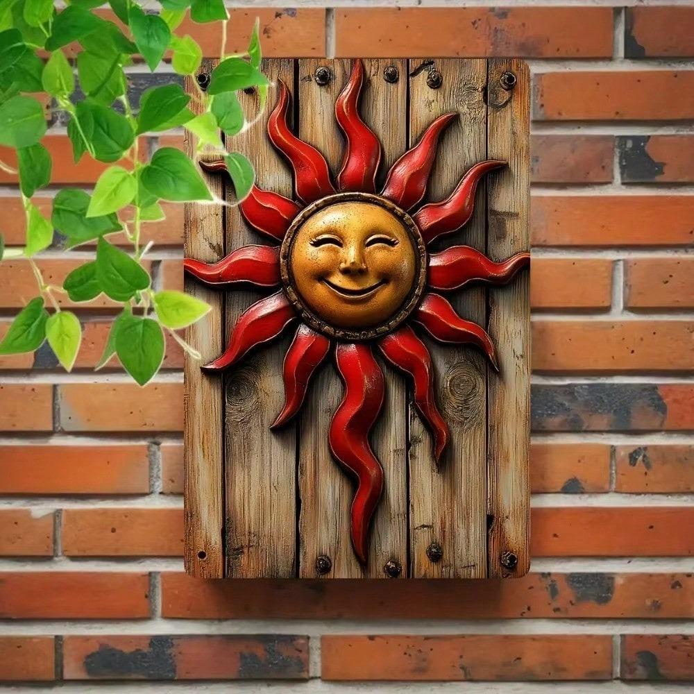 Vintage Sun Metal Tin Sign Retro Wall Art Decor for Home Bar Garage