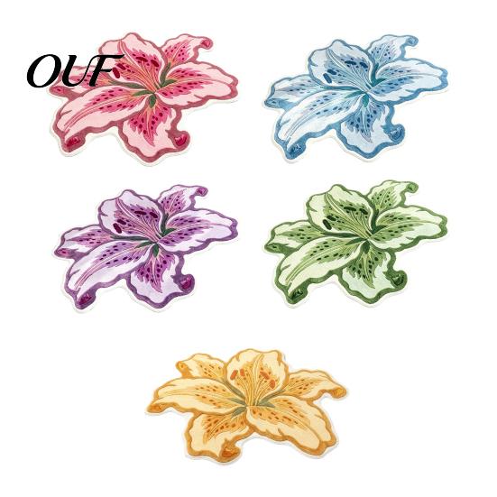 Decorative Lily Shape Rug Floor Mat, Absorbent Velvet for Bathroom And Entrance, Non-slip Comfortable Barefoot Mat Flower Bedroom Dressing Table, Soft